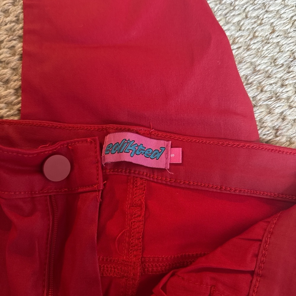 Edikted Red Boot Cut Pants